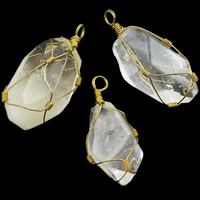 Clear Quartz Pendant with Iron Oval 22-28mm Approx 6mm Sold By Lot