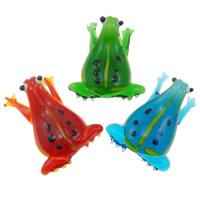 Pendentifs Murano de mode, chalumeau, grenouille, fait à la main, couleurs mélangées, 27x42x12.50mm, Trou:Environ 6-8mm, 12PC/boîte, Vendu par boîte
