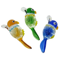 Inner Flower Lampwork Pendants Bird handmade mixed colors Approx 5mm Sold By Box