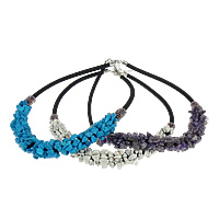 Natural Gemstone Necklace Mixed Material with Nylon Cord zinc alloy lobster clasp platinum color plated 5mm 19mm Length Approx 18.5 Inch Sold By Lot
