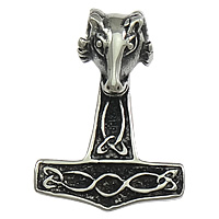 Stainless Steel Pendants, Hammer of Thor, blacken, 22x31x9mm, Hole:Approx 6x6mm, 10PCs/Lot, Sold By Lot
