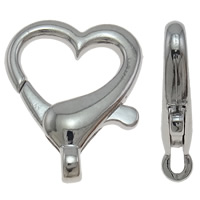 Brass Lobster Clasp Heart platinum color plated nickel lead & cadmium free Approx 2mm Sold By Bag