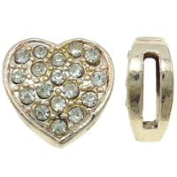 Zinc Alloy Slide Charm Heart rose gold color plated with rhinestone nickel lead & cadmium free Approx Sold By Bag