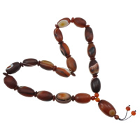Mala armbanden, Rode Agaat, Ovaal, boeddhistische sieraden, 21x35mm, Lengte Ca 23.5 inch, 10strengen/Bag, Ca 18pC's/Strand, Verkocht door Bag