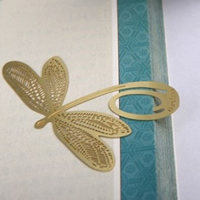 Brass Bookmark Dragonfly gold color plated hollow nickel lead & cadmium free Sold By Lot
