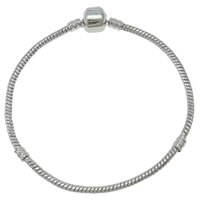 European Bracelet Chain Brass platinum color plated nickel lead & cadmium free 3mm Sold By Strand
