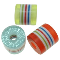 Striped Resin Beads with Plastic Sequin Column mixed colors Approx 4mm Sold By Bag