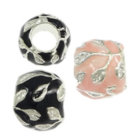 Brass Large Hole Bead Rondelle silver color plated enamel nickel lead & cadmium free Approx 5.5mm Sold By Lot