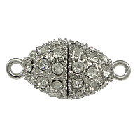 Zinc Alloy Magnetic Clasp Oval platinum color plated with rhinestone & single-strand nickel lead & cadmium free Approx 2mm Sold By Lot