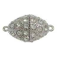 Zinc Alloy Magnetic Clasp Oval platinum color plated with rhinestone & single-strand nickel lead & cadmium free Approx 2mm Sold By Lot