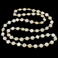 Gėlavandeniai Shell Megztinis karoliai, su perlas, Mygtukas, natūralus, dvi tonas, 15x4mm, Ilgis Apytiksliai 47 Inch, 5Vijos/Krepšys, Pardavė Krepšys