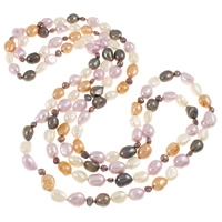Perlas cultivadas de agua dulce Collar de suéter, Barroco, multicolor, 8-10mm, Vendido para aproximado 56 Inch Sarta