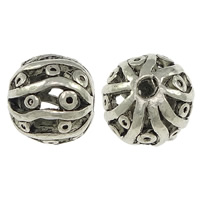 Zinc Alloy hule perler, Runde, antik sølv farve forgyldt, nikkel, bly & cadmium fri, 11mm, Hole:Ca. 2mm, 200pc'er/Lot, Solgt af Lot