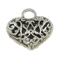 Zinc Alloy Heart Pendants antique silver color plated hollow nickel lead & cadmium free Approx 4.5mm Sold By Lot