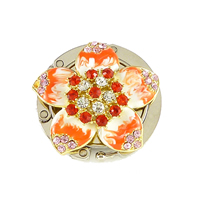 Zinc Alloy Bag Hanger Flat Round plated enamel & with rhinestone nickel lead & cadmium free 45mm 65mm Sold By Lot
