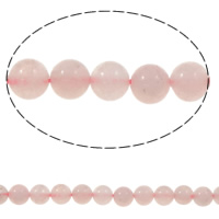 Naturlige rosenkvarts perler, Rose Quartz, Runde, 6mm, Hole:Ca. 1.5mm, Ca. 62pc'er/Strand, Solgt Per Ca. 15 inch Strand