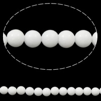 Perles en porcelaine blanche, Rond, 6mm, Trou:Environ 1mm, Environ 62PC/brin, Vendu par Environ 15 pouce brin