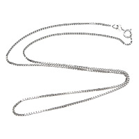 925 Sterling Silver Necklace Chain platinum plated box chain 1mm Length Approx 16 Inch Sold By Lot