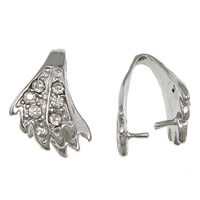 Zinc Alloy Pinch Bail Leaf platinum color plated with rhinestone nickel lead & cadmium free 1mm Sold By Lot