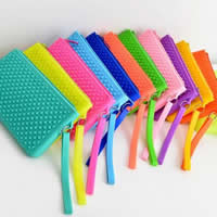 Silicone Coin Purse with Zinc Alloy Rectangle plated mixed colors Sold By Lot