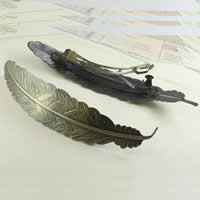 Hair Clip Findings Iron with Brass Feather antique bronze color plated brushed nickel lead & cadmium free Sold By Lot