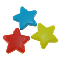 Pevné Barva Akrylové korálky, Akryl, Hvězda, jednobarevná, smíšené barvy, 16x4.5mm, Otvor:Cca 2mm, Cca 900PC/Bag, Prodáno By Bag