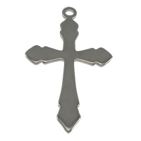 Nehrđajućeg čelika križa Privjesci, Nehrđajući čelik, izvorna boja, 22x36x1mm, Rupa:Približno 2mm, 300računala/Lot, Prodano By Lot