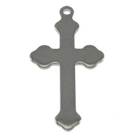 Pingentes cruz de aço inoxidável, cor original, 15x28x1mm, Buraco:Aprox 1.5mm, 500PCs/Lot, vendido por Lot