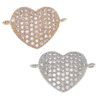 Cubic Zirconia Micro Pave Brass Connector Heart plated micro pave cubic zirconia & 1/1 loop nickel lead & cadmium free Approx 1.5mm Sold By Bag