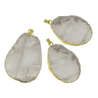 Clear Quartz Pendant with brass bail Teardrop gold color plated - Approx Sold By Lot