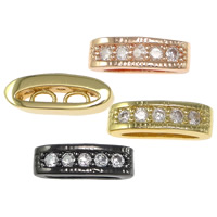 Brass Spacer Bar Oval plated micro pave cubic zirconia & double-hole nickel lead & cadmium free Approx 2mm Sold By Bag
