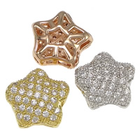 Cubic Zirconia Micro Pave Brass Beads Flat Star plated micro pave cubic zirconia & hollow nickel lead & cadmium free Approx 1mm Sold By Bag