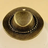 Pingentes de chapéu de liga de zinco, banho de cor bronze antigo, níquel, chumbo e cádmio livre, 30x8mm, Buraco:Aprox 1.5-2.5mm, 40PCs/Bag, vendido por Bag