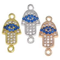 Cubic Zirconia Micro Pave Brass Connector Evil Eye Hamsa plated Jewish  Jewelry & Islamic jewelry & micro pave cubic zirconia & 1/1 loop nickel lead & cadmium free Approx 1.5mm Sold By Bag