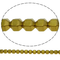 Non-magnetska hematita perle, Drum, zlatna boja pozlaćen, različite veličine za izbor & faceted, Rupa:Približno 1mm, Dužina Približno 15.7 inčni, Prodano By Lot