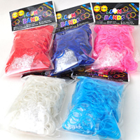 Rubber with Plastic Rectangle with plastic C clasp or S clasp & transparent & luminated mixed colors Sold By Lot