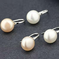 Freshwater Pearl Stud Earring brass earring hook Round natural mixed colors 8-9mm Approx 5mm Sold By Lot