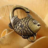Zinc Alloy Lobster Clasp Fish antique bronze color plated nickel lead & cadmium free Approx 1.5-2.5mm Sold By Bag