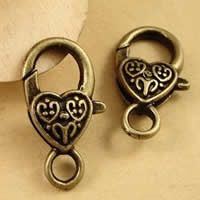 Zinc Alloy Lobster Clasp Heart antique bronze color plated nickel lead & cadmium free Approx 1.5-2.5mm Sold By Bag