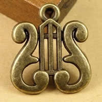Instrumento musical en forma de colgantes de la aleación de Zinc, Nota de la Música, chapado en color bronce antiguo, libre de níquel, plomo & cadmio, 18x15mm, agujero:aproximado 1.5-2.5mm, 100PCs/Bolsa, Vendido por Bolsa