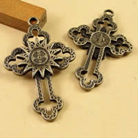 Tibetan Style Cross Pendants, antique bronze color plated, nickel, lead & cadmium free, 38.5x24mm, Hole:Approx 1.5-2.5mm, 40PCs/Bag, Sold By Bag