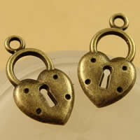 Zinc Alloy Lock Pendants antique bronze color plated nickel lead & cadmium free Approx 1.5-2.5mm Sold By Bag