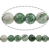 Grüner Tupfen Stein Perlen, grüner Punkt Stein, rund, natürlich, 6mm, Bohrung:ca. 0.8mm, Länge ca. 15 ZollInch, 10SträngeStrang/Menge, ca. 60PCs/Strang, verkauft von Menge