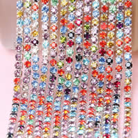 Rhinestone Cup Chain Brass silver color plated & with rhinestone mixed colors nickel lead & cadmium free Sold By Lot