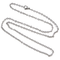 Cadena de Collar, acero inoxidable, cadena oval, color original, 3x2x0.50mm, longitud aproximado 18 Inch, 50Strandsfilamento/Grupo, Vendido por Grupo