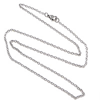 Nerezová ocel řetěz náhrdelník, Nerez, oválný řetězu, Původní barva, 2x2x0.50mm, Délka Cca 18 inch, 50přediva/Lot, Prodáno By Lot