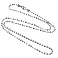 Stainless Steel Chain halskæde, kuglekæde, oprindelige farve, 2.40mm, Længde Ca. 19.8 inch, 100Strands/Lot, Solgt af Lot