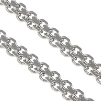 Nehrđajućeg čelika Curb Chain, Nehrđajući čelik, rubnik lanac & 2-cjedilu, izvorna boja, 3.50x1.50mm, 100m/Lot, Prodano By Lot