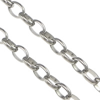 Ovalni lanac od nehrđajućeg čelika, Nehrđajući čelik, izvorna boja, 0.6mm,4.6x3.5x1.2mm, 100m/Lot, Prodano By Lot