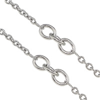 Ovalni lanac od nehrđajućeg čelika, Nehrđajući čelik, izvorna boja, 5x4x1mm, 2.5x2x0.5mm, 100m/Lot, Prodano By Lot
